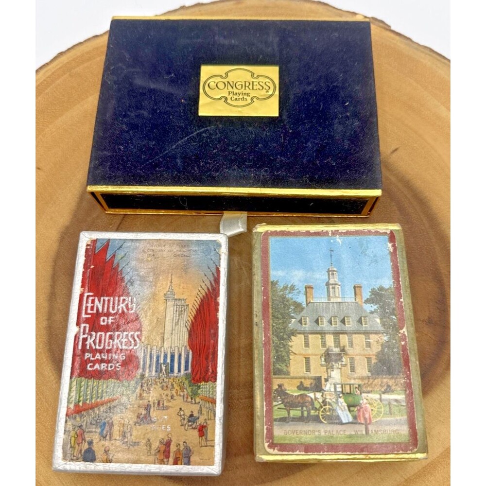 Vintage Playing Cards W/Boxes Congress, Century of Progress, Set of 3